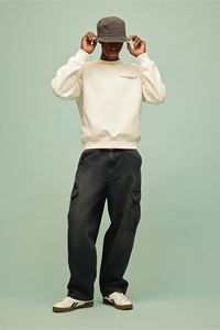 กางเกงยีนส์ทรงคาร์โก้ทรงหลวมสำหรับผู้ชายสีฟ้าเข้มผ้าเดนิมผ้าฝ้ายแข็งใส่สบายขาโค้งมนข้อเท้าซ้อนกัน - Product Image 5