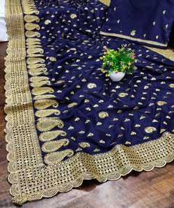 Bollywood Style Designer fête porter perle travail Saree dames porter nouveau avec chemisier indien arrivée Net tissu brodé femmes 500 Apparelgarment - Product Image 5