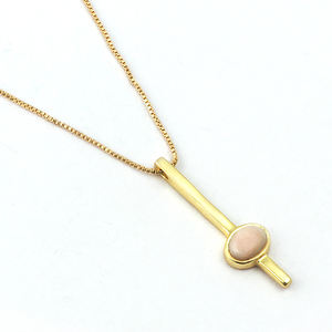 ชุดเครื่องประดับสร้อยคออัญมณีทรงรีแบบขัดเงาสีทองทำด้วยมือ - Product Image 3