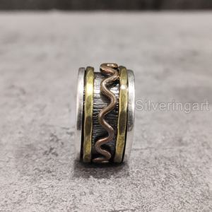 Antique Spinner Band Meditation Ring 925 Sterling Silver Women's Thumb Ring Yoga Handmade Jewelry Fine Anxiety Mens Spinner Ring - Product Image 5
