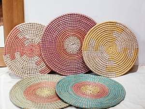 Rustic Seagrass Wall <b>Basket</b> Decor Handmade Woven Hanging Plate for Home and Room Decoration - Product Image 1