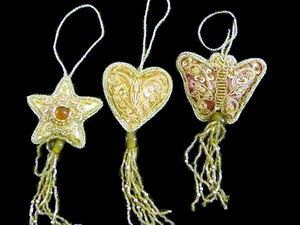 Top Quality Latest Production Handmade Zari Embroidery Christmas <b>Hanging</b> <b>Ornaments</b> of Indian Wholesale Cheap Price <b>Ornaments</b> - Product Image 2