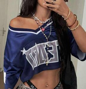 Wholesale American Football Jersey <b>Crop</b> <b>Top</b> <b>Women</b> Custom Teamwear Breathable Quick Dry 100% Polyester Training Uniform OEM ODM - Product Image 5