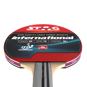 Raquette de tennis de table professionnelle Stag Iconic en bois et caoutchouc avec fond à picots longs en fibre de carbone, type international - Product Image 4