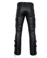 Pantalon de moto en cuir léger pour homme, taille haute, style urbain, avec fermeture éclair, imperméable