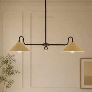 Luxury Mid Century Modern Linear Adjustable Height Pendant Light Antique Brass Finish Double <b>Disc</b> Chandelier Minimalist Italian - Product Image 1