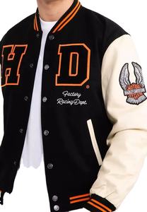 Insigne de cou personnalisé veste universitaire bloc de couleur manches rayures coutures renforcées coupe-vent vêtements d'extérieur de collège - Product Image 4