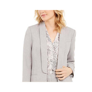 Blazer Aperto da Donna Calvin Klein, Grigio, Taglia 14, in Tessuto di Lana Vellutata, Chiusura Doppiopetto con Bottoni Ricamati - Product Image 2
