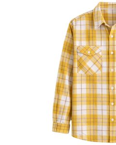 Camisa a Cuadros para Hombre, Manga Larga, Estilo Casual de Franela, Color Amarillo Mostaza y Blanco, Fabricante Personalizado, Venta al por Mayor, OEM - Product Image 3
