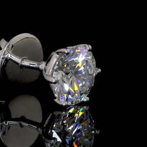 ได้รับการรับรองจาก IGI 14K สีขาวทองโซลิแทร์แลปปลูกต่างหูเม็ดเพชรประกายสีรุ้งสดใสสำหรับทุกวันและโอกาสพิเศษ - Product Image 2