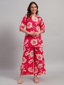 ชุดคุर्ติผ้าฝ้ายพรีเมียมลายดอกไม้พร้อมกางเกงปาลาซโซสำหรับผู้หญิง |   ฤดูร้อน |   ปกเสื้อจีน |   ปุ่ม |   การออกแบบแบบมีรอยแยก |   ผ้าที่ระบายอากาศได้ดี | - Product Image 2