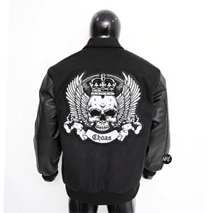 Custom logo wholesale made Men's Patchwork Casual Streetwear Style Pu <b>Leather</b> <b>long</b> Sleeve Letter Embroidered manufacturer <b>jacket</b> - Product Image 2