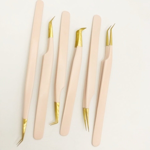 Custom Gold Stainless Steel Eyelash <b>Tweezers</b> with Private Label Laser Logo Sustainable Mink Tools OEM Volume Lash <b>Tweezers</b> - Product Image 6