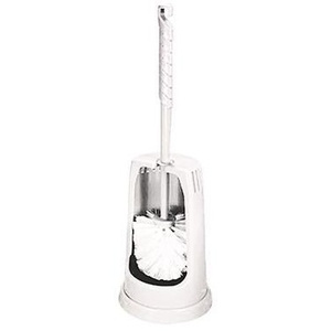 Toilet <b>Brush</b> Holder Set White Plastic/Nylon Neutral Design - Product Image 1