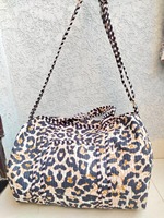 Sac de voyage décontracté en coton imprimé léopard, sac de sport tactique de luxe - Noir, lavable, léger, fermeture éclair, grande capacité
