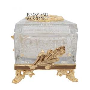 Crystal Elegance Caja de pañuelos Vidrio y latón macizo Diseño de lujo - Product Image 4