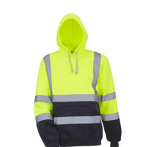 Sudadera con Capucha Unisex de Alta Visibilidad Color Lima, Impermeable, Resistente al Viento, Transpirable, Antiarrugas, con Franjas Reflectantes, Ropa de Trabajo de Poliéster - Product Image 1