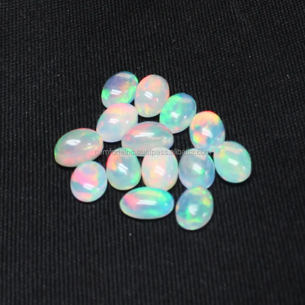 Ethiopain batu Opal pelangi 6X3mm Cabochon Oval ukuran bebas membuat perhiasan Opal batu permata longgar Oval alami api Opal pemasok