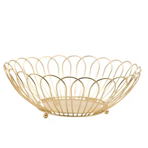 FTS Cestas de frutas Plato Snack Candy Boda creativa Escritorio personalizado Rectángulo Decoración Cesta de frutas doradas - Product Image 3