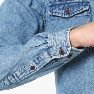 Chemise en jean décontractée pour homme, col rond, 100% coton, vêtement d'été, nouvelle arrivée, directement de l'usine - Product Image 6