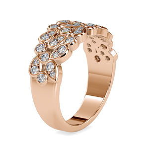 Anillo de Compromiso y Alianza de Diamante Cultivado en Laboratorio, Certificado, 0.57 CTW, Corte Clásico, Rosa Amarillo, Plateado, para Mujer, Uso Diario - Product Image 6