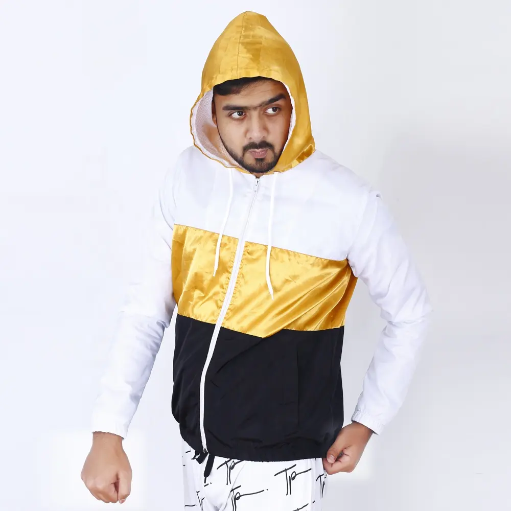 Özel açık spor İpli kapşonlu yüksek kalite moda renk artı boyutu erkek rüzgarlık ceketler
