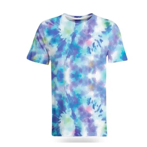 Camiseta de Manga Corta Tie Dye para Hombre, Cuello Redondo, Corte Regular, 100% Algodón Tejido, Estilo Casual, Patrón Azul Morado - Product Image 4