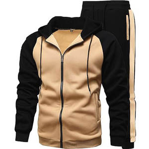 Venta al por mayor de ropa deportiva personalizada unisex de talla grande conjunto de 2 piezas Zip Casual Sports Jogging Sudadera con capucha pantalones hechos de poliéster chándales - Product Image 1