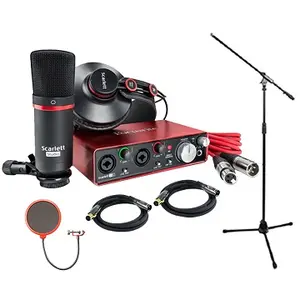 Exht fousrite Scarletts 2i2 Studio 2nd Gen USB antarmuka Audio dan bundel rekaman dengan alat Pro