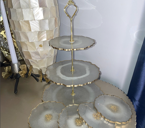 Resin <b>Cake</b> <b>Stand</b> with <b>Three</b> <b>Tier</b> <b>Cake</b> Dessert Serving Epoxy Resin Crafts Round <b>Cake</b> <b>Stand</b> From India - Product Image 6