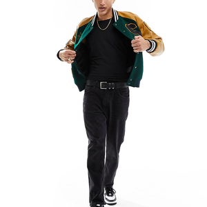 OEM personalizado de talla grande para hombre fino Softshell Varsity chaquetas universitarias 100% lana Nylon béisbol Varsity con capucha Jersey lona - Product Image 1