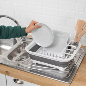 Estante de secado de platos de PP plegable para ahorro de espacio de cocina pequeña soporte de utensilios plegable para fregadero y encimeras tipo Plato - Product Image 4