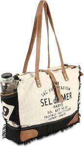 Vintage <b>Crafts</b> Canvas Hand Canvas Tote <b>Bag</b> Radiant Leather <b>Bag</b> for Shopping - Product Image 3