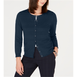 Cardigan Lungo da Donna Charter Club, Blu, con Stampa Floreale Testurizzata, Tecnica Jacquard, Bottoni, per Autunno e Inverno - Product Image 1