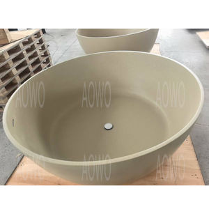 Vasca da Bagno in Pietra Solida Opaca Rotonda con Motivo Personalizzato, Vasca in Superficie Solida, Produzione e Vendita all'Ingrosso per Ville - Product Image 3