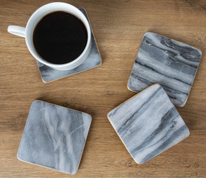 Square Free Stone <b>Coasters</b> With Gold Border Tea <b>Drink</b> <b>Coasters</b> For Home Office Restaurant Use - Product Image 2