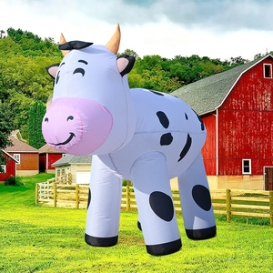 วัวเป่าลมขนาด 6 ฟุต สำหรับตกแต่งคริสต์มาส ของตกแต่งสัตว์เลี้ยงในฟาร์มขนาดใหญ่ สำหรับตกแต่งสวนกลางแจ้ง งานปาร์ตี้ วันหยุด - Product Image 1