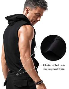 Mens sleeveless workout hoodie fitted <b>gym</b> wear <b>sweatshirt</b> for bodybuilding training fitness streetwear - Product Image 3