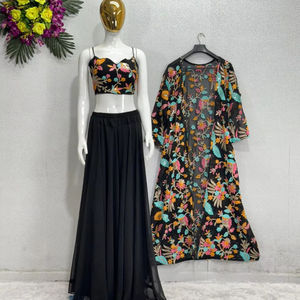 PARTY WEAR FANCY SHRUG CON CHINE SECUENCIA TRABAJO CHOLI - Product Image 1