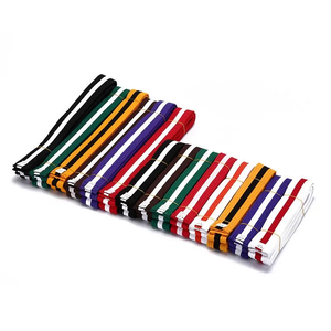High Quality Customized MMA Martial Arts Equipment-Solid White Striped Border and Patterned Mid Karate <b>Belts</b> - Product Image 1