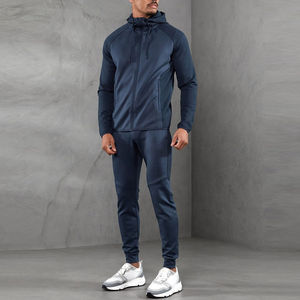 2025 nuevos y elegantes trajes para correr de poliéster 100% Color sólido tela lisa peso pesado para hombres chándal - Product Image 5