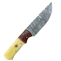 Couteau de survie à lame fixe en acier Damas à haute teneur en carbone, manche en bois de rose, étui en cuir, multifonctionnel, pour la chasse, facile à personnaliser (OEM), usage industriel