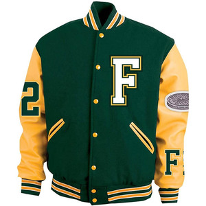 เสื้อแจ็กเก็ตเบสบอลสำหรับผู้ชาย,เสื้อแจ็กเก็ต Trucker Letterman Base Ball หนัง Varcity Varsity - Product Image 5