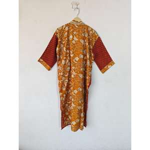 Vie quotidienne des femmes indien soie Sari Robe ceinture ouverte Kimono robe de nuit vêtements de nuit peignoir pour printemps/été vacances thermique - Product Image 6