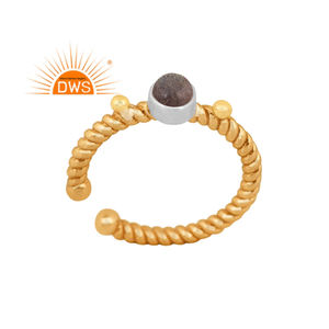 ต่างหูอัญมณีลาบราดอไรต์ธรรมชาติชุบทอง18K ดีไซน์ทำด้วยมือล่าสุดเครื่องประดับอัญมณี - Product Image 1