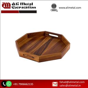 Plateau de service moderne en bois et vaisselle pour tasses à thé, plateau pour mariage et accessoires de maison - Product Image 5