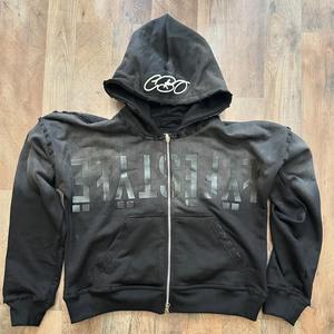 Sudadera con Capucha Personalizada de Felpa Francesa Gruesa de 500 g/m², Lavado Ácido Desgastado, Corte Regular, Otoño, 100% Poliéster, Secado Rápido - Product Image 1