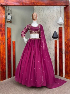 ลําดับเย็บปักถักร้อยหนัก Lehenga Choli พร้อม Dupatta ชุดยาว Georgette ที่สวยงามสําหรับงานแต่งงานกิจกรรมพิเศษ 2 สี - Product Image 5