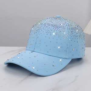 Casquette de baseball noire à strass, ajustable, avec clous en diamant, 6 panneaux, chapeau de soleil pour femme, streetwear, voyage, cristal scintillant, ajustable - Product Image 4