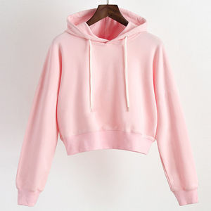 OEM de fabricación personalizada de alta calidad de las mujeres recortadas sudaderas con capucha suéter liso conjunto de sudaderas con capucha de las niñas - Product Image 4